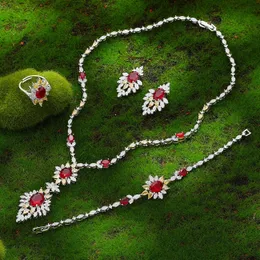 4piece Bride Wedding Jewelry Guted Cubic Zirconia Party Dubai Saudi Crystal 240514