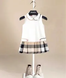 Mädchenkleider neues Mädchen Kleid Kleinkind Baumwollkleid Baby Faltenkleid Kinderkleidung ärmellose Kragen Mädchen Tenniskleid 1-6T D240515