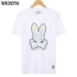 Psyco Bunny рубашка психологическая кролика Top Caffenge Menss Mens Mens Tshirts Hemd Cemise Camisa Masculina Men Shul Skul Crazy Psychological Высококачественная рубашка для шеи 920