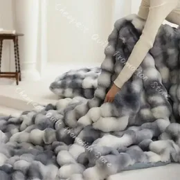 毛布の毛布トスカーナフェイクファー冬のために重み付けされたハイエンドの温かいソファスローブランケットふわふわしたソフトベッド