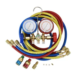 5FT AC Diagnostic Manifold Freon Gauge Set Fits for R134A, R12, R22, R502, with Couplers, Adapter for Car A/C System Automotive Air Conditioning Maintenance