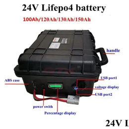 Other Batteries Chargers Waterproof 24V 100Ah 120Ah 130Ah 150Ah Lifepo4 Lithium Battery Bms 100A For Electric Fishing Boat Solar E Dhskc