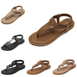2024 Novos sandálias de clip-on Sapatos femininos bohemian estilo étnico bloqueado a colorida Retro Roman Shoes romanos marrom preto branco Gai