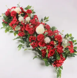 Dekoratif çiçek çelenkleri 50/100cm diy düğün çiçek duvarı düzenleme malzemeleri ipek peonies gül yapay sıra dekor demir kemer zemin