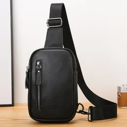Cross-border Genuine Leather Vertical Men's Bag 2024 New Soft Leather Men's Chest Bag First Layer Cowhide Business Large Capacity Crossbody