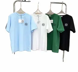 sommar ny broderad logotyp Cott Short Sleeve Men's and Women's Round Neck Couples Top Cott All-Match Loose Casual G6ZX#