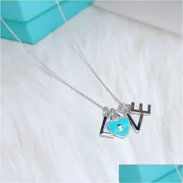 Pendant Necklaces Classic Love Blue Enamel Necklace Luxury S925 Sier Womens Jewelry Gift Factory Wholesale And Retail Drop Delivery Pe Dh04Y