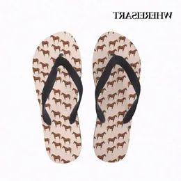 3D WhereSart Horse Print Kobieta Letnie klapki Flip Flip Casual Beach Sandal Flipflop dla kobiet Kapcieczki żeńskie gumowe buty i3vn# 3D34 Flop