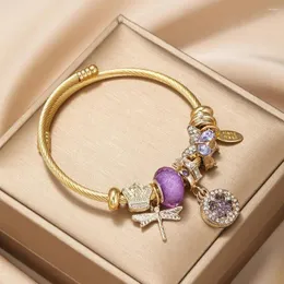 Bangle Fairy Clover Butterfly Gold Bracelet из нержавеющей стали ювелирные изделия