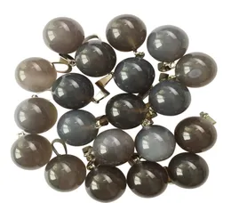 Fubaoying inteira 25pcslot de alta qualidade Grey natural de ágata redonda encantos de bola de bola 16 mm para brincos de jóias 2695016