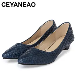 Ceyaneao Fashion Office Lady Low Heels Shoes女性シングルポンプ女性秋の春の仕事を指すつま先3541BlackBluee 240514