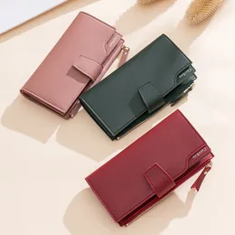 Frauen Brieftasche 2019 Neue Langstil Koreanische Version Multifunktionaler Kapazität Tri-Fold Wallet Reißverschluss Schnalle PU Clutch-Tasche