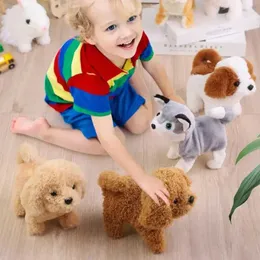 Plush Plush Animals Walking and Baring Tail Wacking Plush Baby Toy Pies Interactive Electronic Pet Dog Montessori Toy B240515
