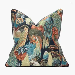 Pillow American Style Cover Vintage Embroidery Parrot Decorative Pillows Light Luxury Design Sofa Bed Chair Backrest Pillowcase