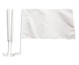 Czysta biała pusta flaga samochodu 30x45 cm poliestrowa flaga dekoracji samochodu z 43 cm plastikowym biegunem 5662276