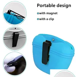 Dog Bowls Feeders Sile 11 Colors Dogs Snack Bags Portable Training Waist Bag Outdoor Food Storage Pouch Reward Drop Delivery Home Dhmug