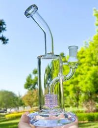 9 pollici di vetro spesso pesante bong diffuso percolatore diffuso pyrex papazzolo becher di gorgogliatore di giacca viola con una ciotola da fumo maschio da 14 mm