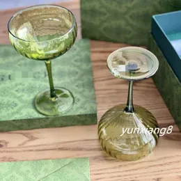 Designer Deluxe Glass Green Ripple Wine Cup Set Red Wine Cup High Cup Gift Box Set Gift Carved Peacock Green