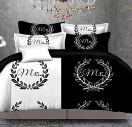 Blackwhite Her Side His Side Bedding Sets Queen Size Double Bed 3pcs Bed Linen Couples Duvet Cover Set7227735
