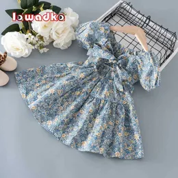 Vestidos de menina Lawadka New Summer Childrens and Girls Dress Pried Flower Bow Girl Fashion Mody Girl Girl Criança 2022 D240515