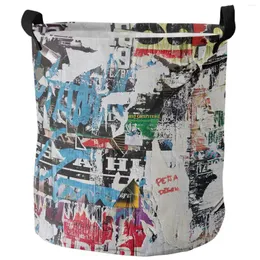 Bolsas de lavanderia Rua Vintage Velho Espaper Antigo Graffiti Dirty Basket Home Organizer Clothing Kids Toy Storage