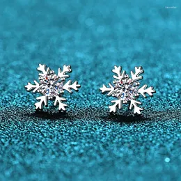 Studörhängen S925 Pure Silver Mosonite 60 Point Snowflake Girls 'Versatile Model direkt tillhandahållen tillverkare
