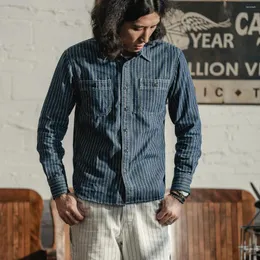 Mäns casual skjortor non stock wabash prick randig skjorta vintage stil knapp ner arbetskjorta för män