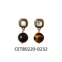 Natural Stone Charm Earrings Ball Pendant Studs