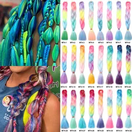 5PCS/ロットキラキラヘア24INCH 100GRAMS OMBRE RAINBOW COLOR SYNTETIT JUMBO BRAIDE MIXING TINS​​EL HAIR 240506