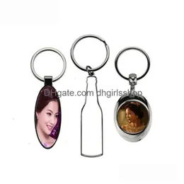 Keychains Bedanyards New Sublimation Blank Metal Key Ring com abridor de garrafas Ellipse Transferência de impressão de impressão Drop Drop Deliver Dhifo