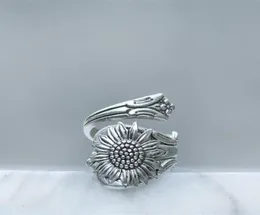 Cluster Rings Bohemia Silver Color Ring Flower Spoon Daisy For Women Female Wild Boho Jewelry Accessories9762600