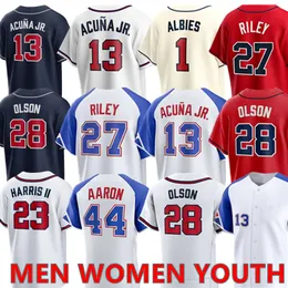 2024 Matt Olson Ronald Acuna Jr. Austin Riley Michael Harris Ozzie Albies Adam Duvall Marcell Ozuna Max Fritto Baseball Mia Jersey Youthjerseys