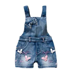 Macacão 2023 Preschool de verão e adolescentes Bodysuit Girls Top Shorts Denim Caso Meninas Crianças Correntamento 1-6Y D240515