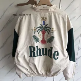 قميص Rhude Rhude Mens tird Rhude Men jundycts مريحة أزياء سميكة رود خمر كبسولة جوز الهند سترة سحاب للحفاظ على الدفء في معطف الشتاء 351