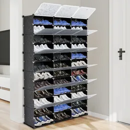 ZK20 portátil de 12 camadas de 72 pares de sapatos Organizador de categorias 36 Grades Towel Shelf Storage Stand Expandível para saltos, botas, chinelos, preto