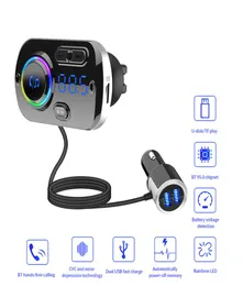 BC49BQ Rainbow Colors Bluetooth Hands Calling Car Kit FM Transmitter Radio MP3 Music Player Car Charger Dual USB Ports Adapte3960848