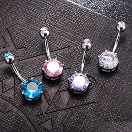 Pulsante dell'ombelico NAVOLE Rings Women Fashion Belly Ring Acciaio chirurgico Crystal Crystal GEM Piercing Bar rotondo Y Gioielli Gioieria Deliuga Dhuro