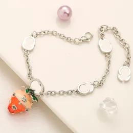 Boutique 925 Silver Plated Bracelet Brand Designer New Strawberry Cute Bracelet High Quality Romantic Love Gift High Quality Bracelet With Box Birthday Party