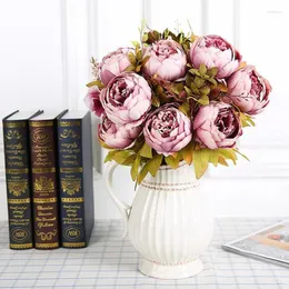 Party Decoration European Style Artificial Silk Peony Flower For Propose Wedding Home El Office Garden 13heads/bundle