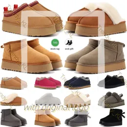 Дизайнерские тапочки с коробками сандалии кожаные сандалии Uggliss Slippers Boots Пушистые тапочки Австралия Bottes Ultra Mini Slipper Australia Slippers 855