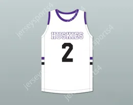 Custom Nay Mens Youth/Kids Christian Braun 2 Blue Valley Northwest High School Huskies White Basketball Jersey 1 Top Sched S-6xl
