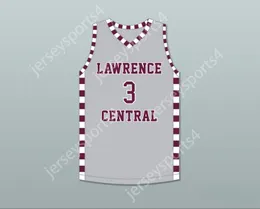Custom Nay Mens 청소년/어린이 Jake Laravia 3 Lawrence Central High School Bears Grey Basketball Jersey 1 Top Stitched S-6XL