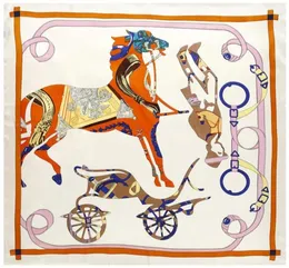 Kobiety do druku koni kwadratowe szaliki Hiszpania jedwabne echarpes faulards femme owij duży powóz bandana hidżab 909010256562974139