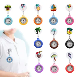 Party Favor Summer Theme Clip Pocket Watches Alligator Medical Hang Clock Gift On Nursing Watch Lapel Fob Drop Delivery Oto3E