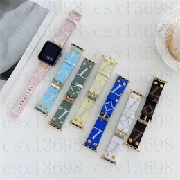 Toppdesigner Luxury Flower Straps Gift Watchbands för Apple Watch Band 42 38 40 41 44 45 49 MM IWATCH 8 7 6 5 4 SE Bands läderarmband Fashion Armband Print Stripes