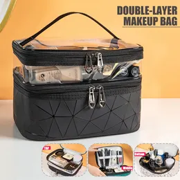 Doublelayer Makeup Bagwaterproof PVC Travel Pouch Portable Washbag 240511