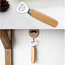 500pcslot Wood Handle Beer Bottle Opener Stainless Steel Real Wood Strong Kitchen Tool Wooden Bottle Opener9966543