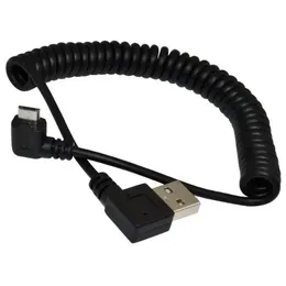 1m 3m 90 Derece Açı Dirsek Mikro USB Yay Spiral Samsun Andriod Telefonları İçin Şarj Kablosu