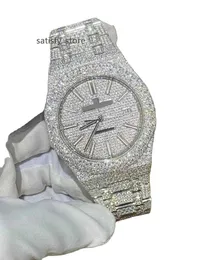 ICED Out Bused VVS Moissanite Diamond E ICED Out Down Cuban Men beobachten Edelstahl alle Chronographen 42 mm