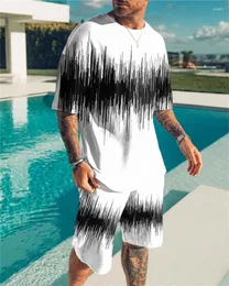 Herrspår 2024 Men Summer Set 3D Printed stiliga Vintagetracksuits för Big Man Fashion Casual Tshirt Clothes Tshirts Suit